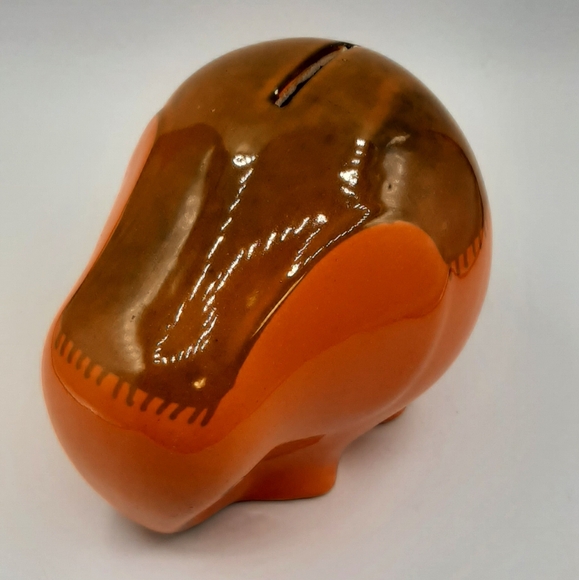 Ceramiche Baldelli Mid-Century Italian Orange Ceramic Elephant Coin Bank - Picture 4 of 6